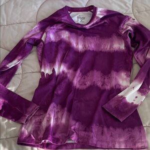 Nike Pro Purple and White Tie-Dye Long Sleeve Top